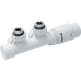 D-DESIGN KIT DE ROBINET RADIATEUR THERMOSTATIQUE BITUBE/MONOTUBE +RACCORD 16MM EQUERRE BLANC MAT / DW2